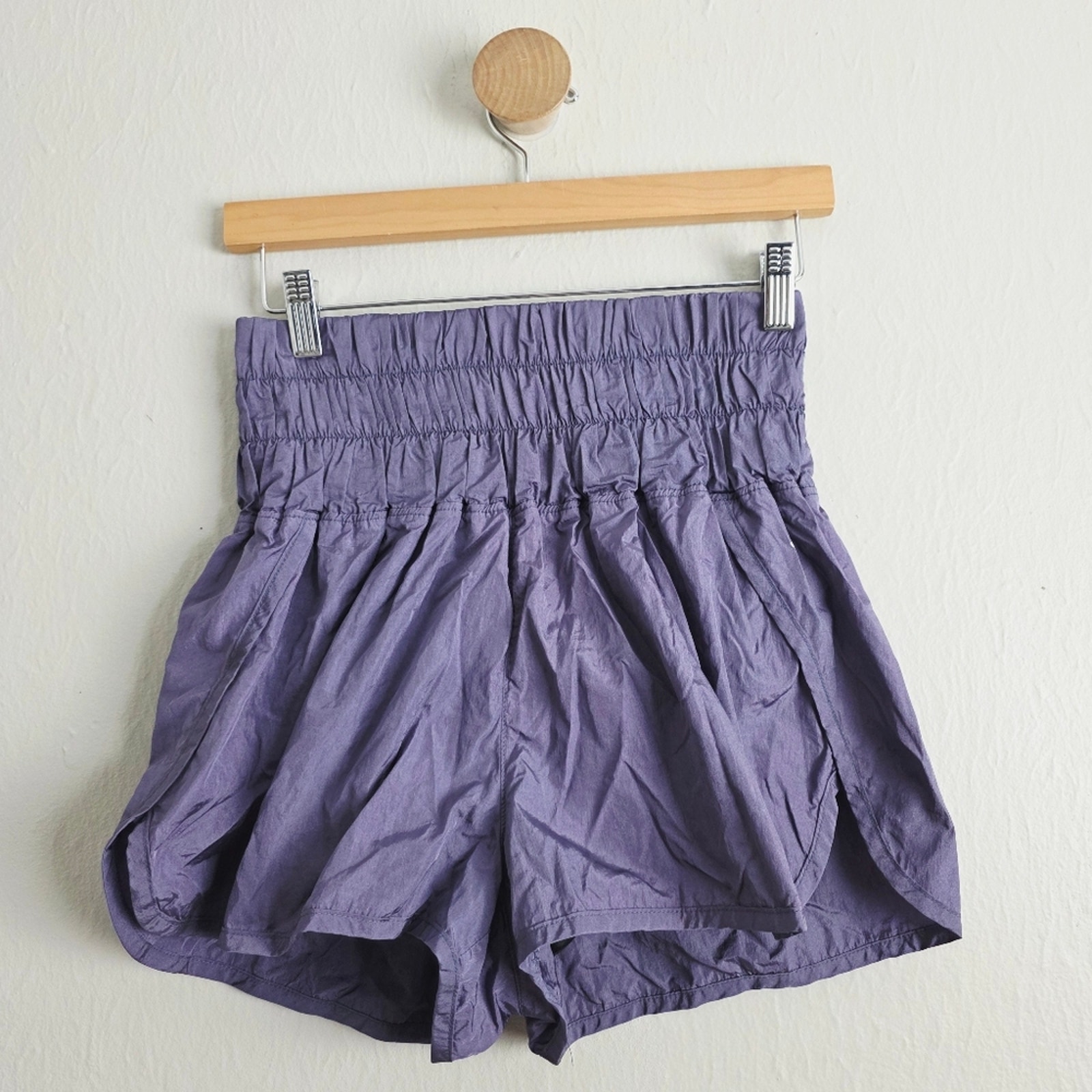 Fp Movement The Way Home Shorts Deep Sea Purple High Rise Smocked Running M New